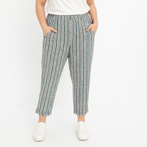 ZARA BASIC Pants Womens Large Multicolored High Waist Boho Polyester
